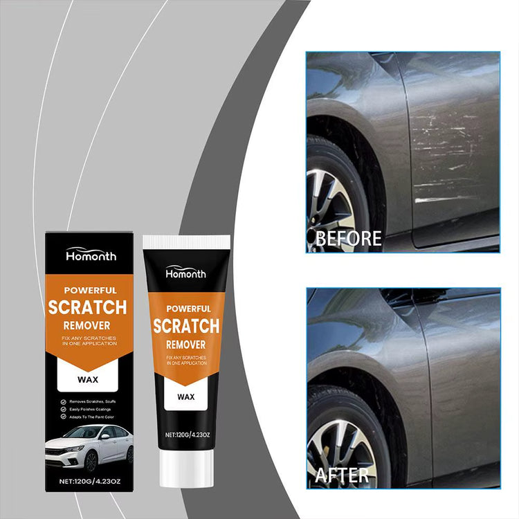 Scratch remover polish being applied to car panel