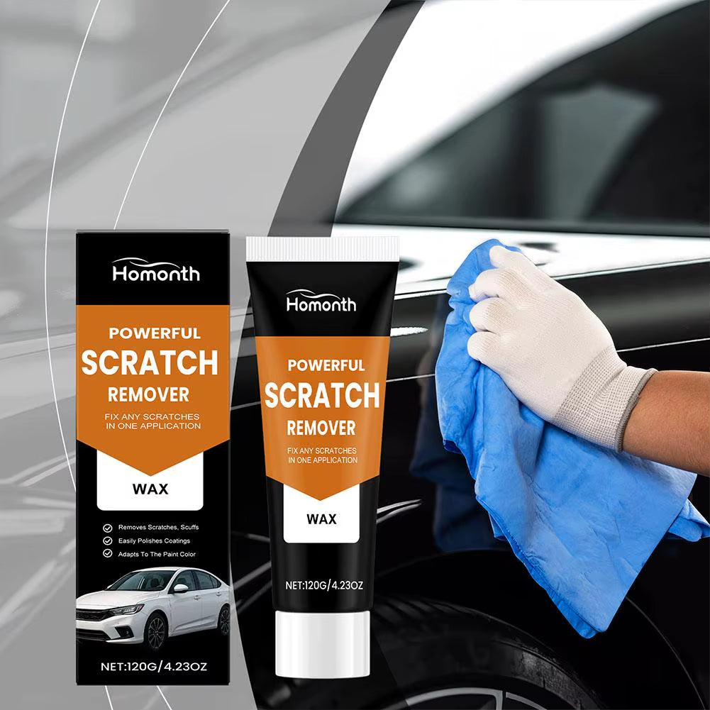 Car polish buffing out a light swirl mark