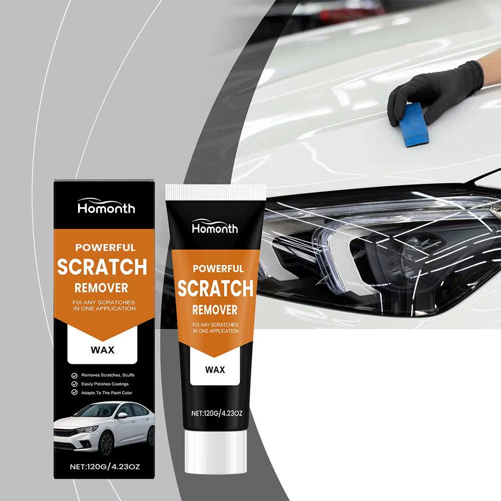 Before and after of car paint after scratch removal