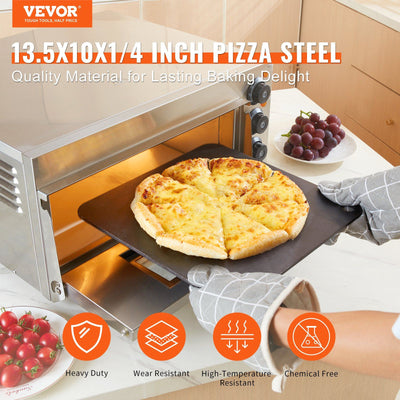 Carbon steel pizza baking plate, 13.5 by 10 inches, for crisp homemade crust, secondary angle