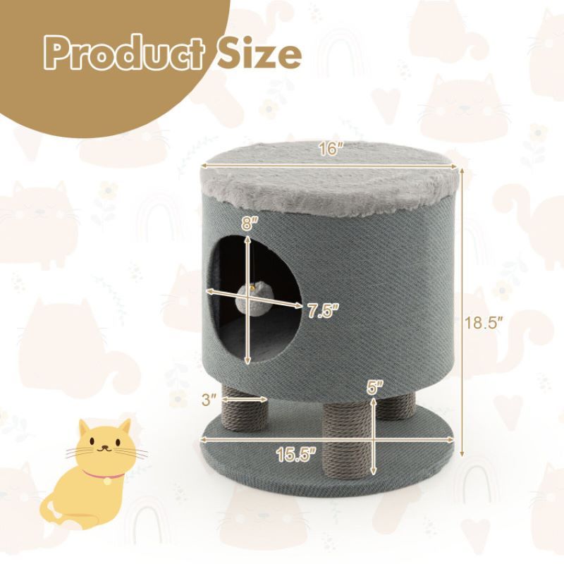 Cat bed with scratch posts in use by a cat