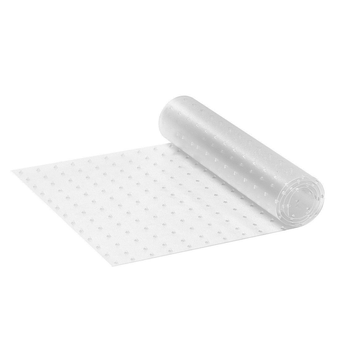 Clear textured PVC cat carpet protector rolled up showing anti-slip nub pattern