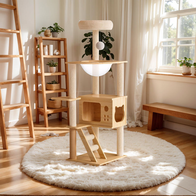 Cat tree multi-level climbing and scratching surfaces