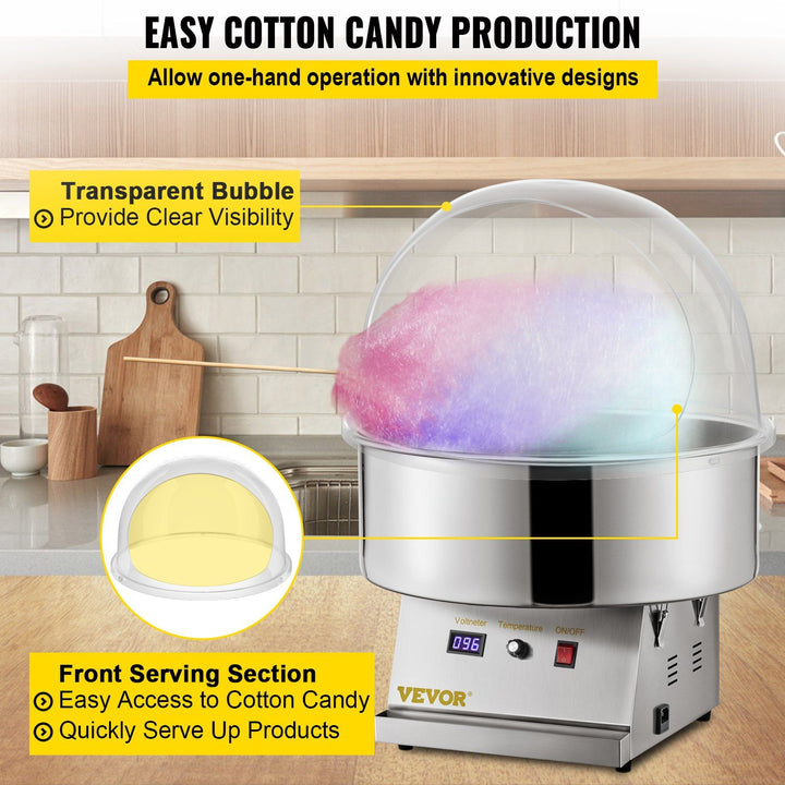 Clear Cotton Candy Machine Shield side profile view, cotton candy machine shield