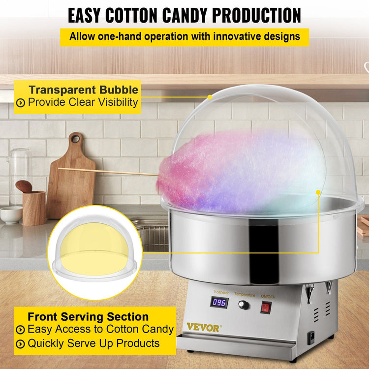 Clear Cotton Candy Machine Shield side profile view, cotton candy machine shield