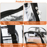 Clear PVC backpack side view with reinforced strap detail