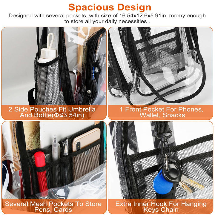 Transparent PVC backpack interior compartment shown empty