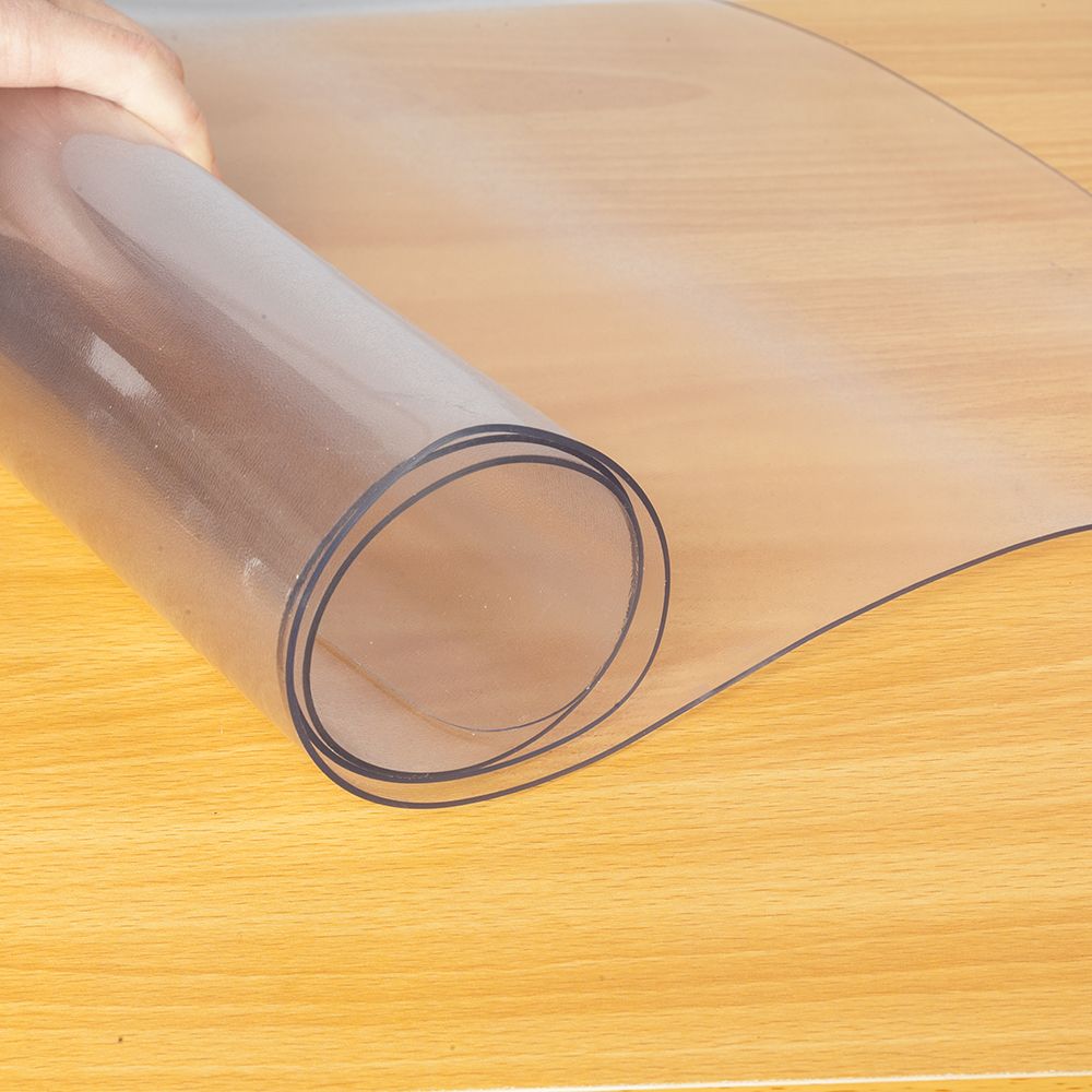 Side profile of the clear chair mat