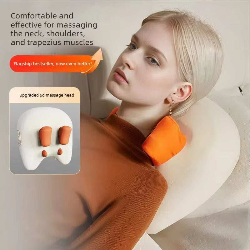Neck and shoulder massager wrap in black, front view