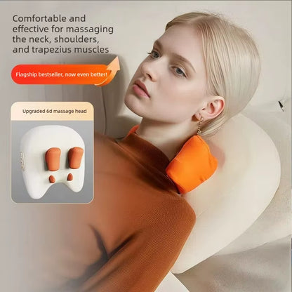 Neck and shoulder massager wrap in black, front view
