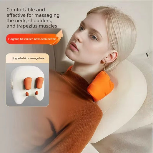 Neck and shoulder massager wrap in black, front view