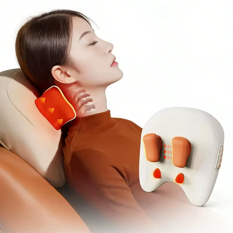 Shiatsu neck massager with heat function, side angle