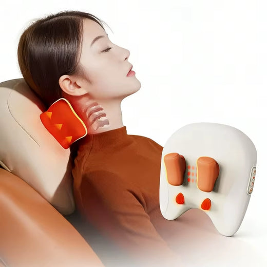 Shiatsu neck massager with heat function, side angle