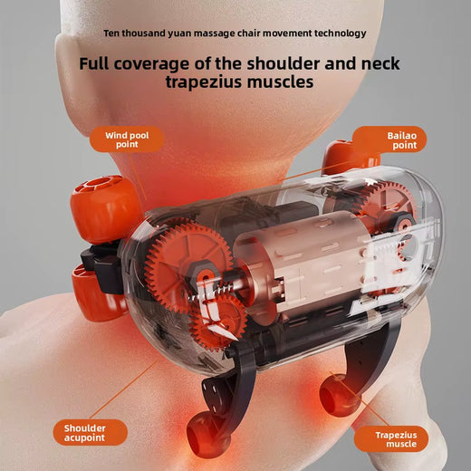 Shiatsu neck and shoulder massager in use on shoulders