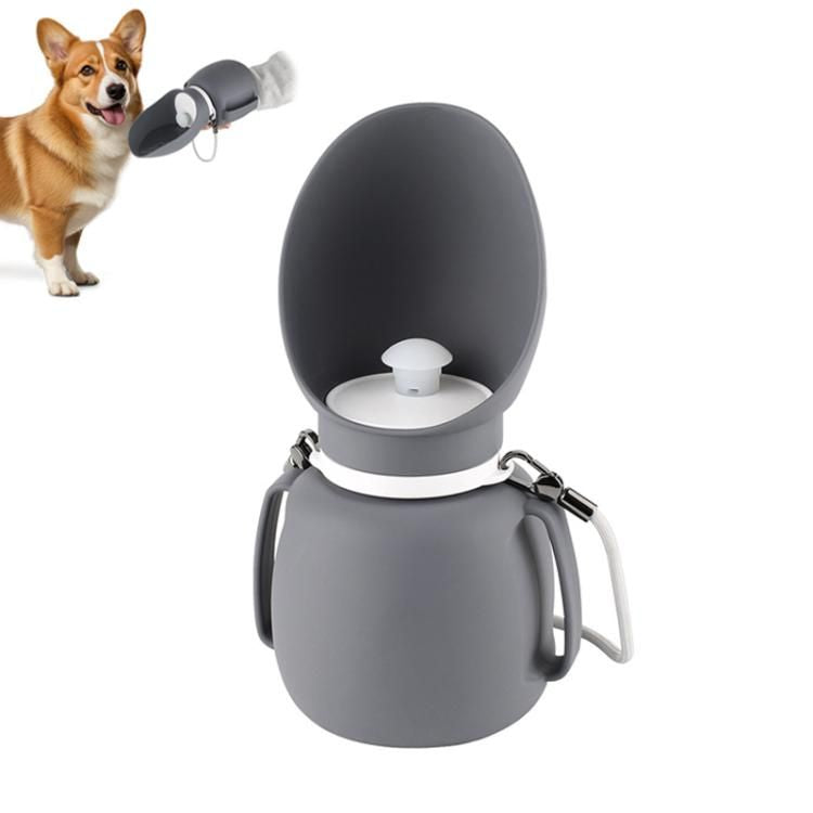 Collapsible pet water bottle in Grey, full view