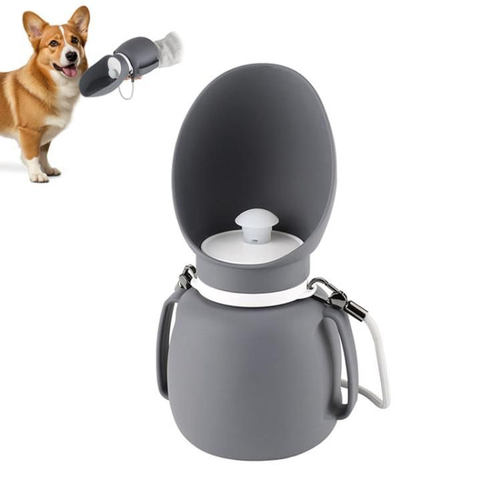 Collapsible pet water bottle in Grey, full view