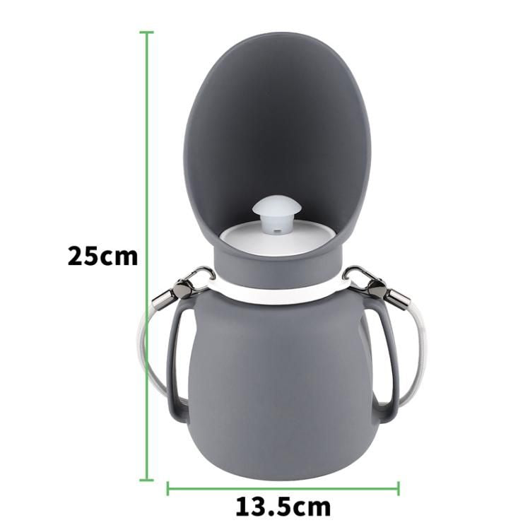 Collapsible pet water bottle being carried on a walk