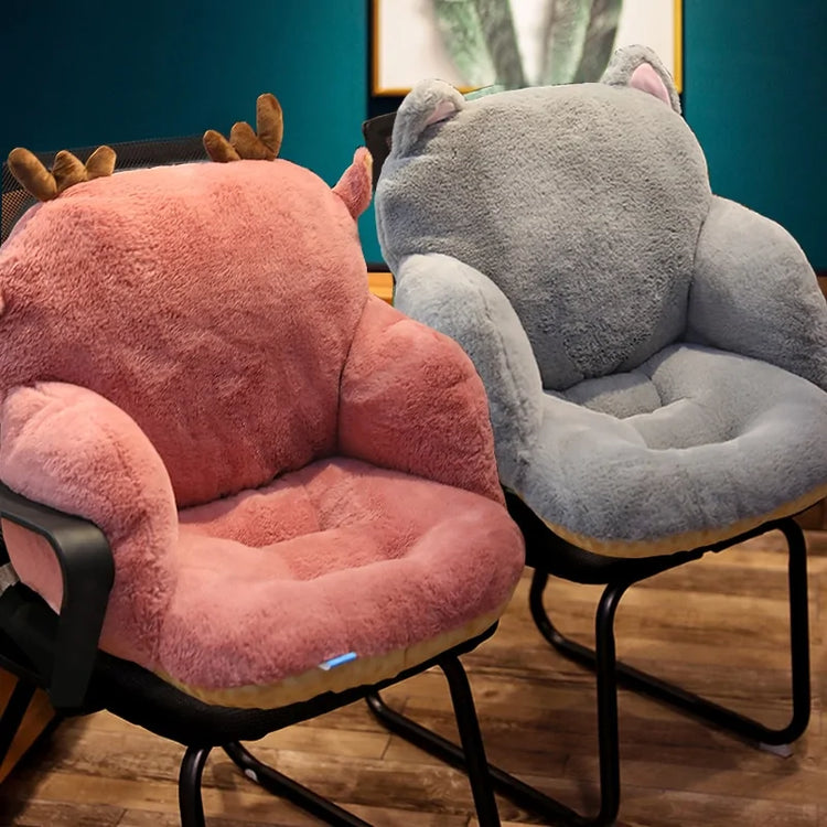 Ergonomic cushion shown placed on an office chair seat