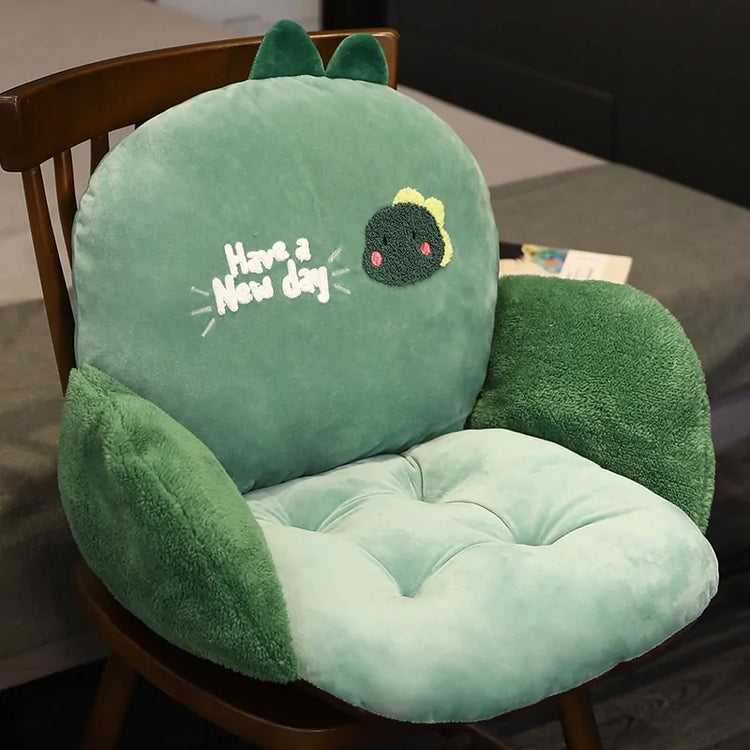Cushion shown flattened under weight to demonstrate support