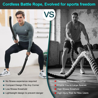 Cordless battle rope HIIT cardio trainer with spring resistance