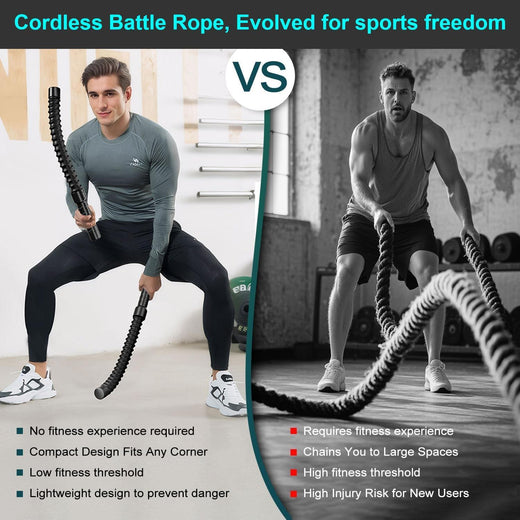 Cordless battle rope HIIT cardio trainer with spring resistance