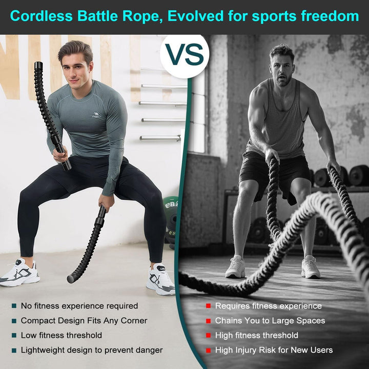 Cordless battle rope HIIT cardio trainer with spring resistance