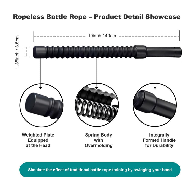 Cordless battle rope in compact storage position
