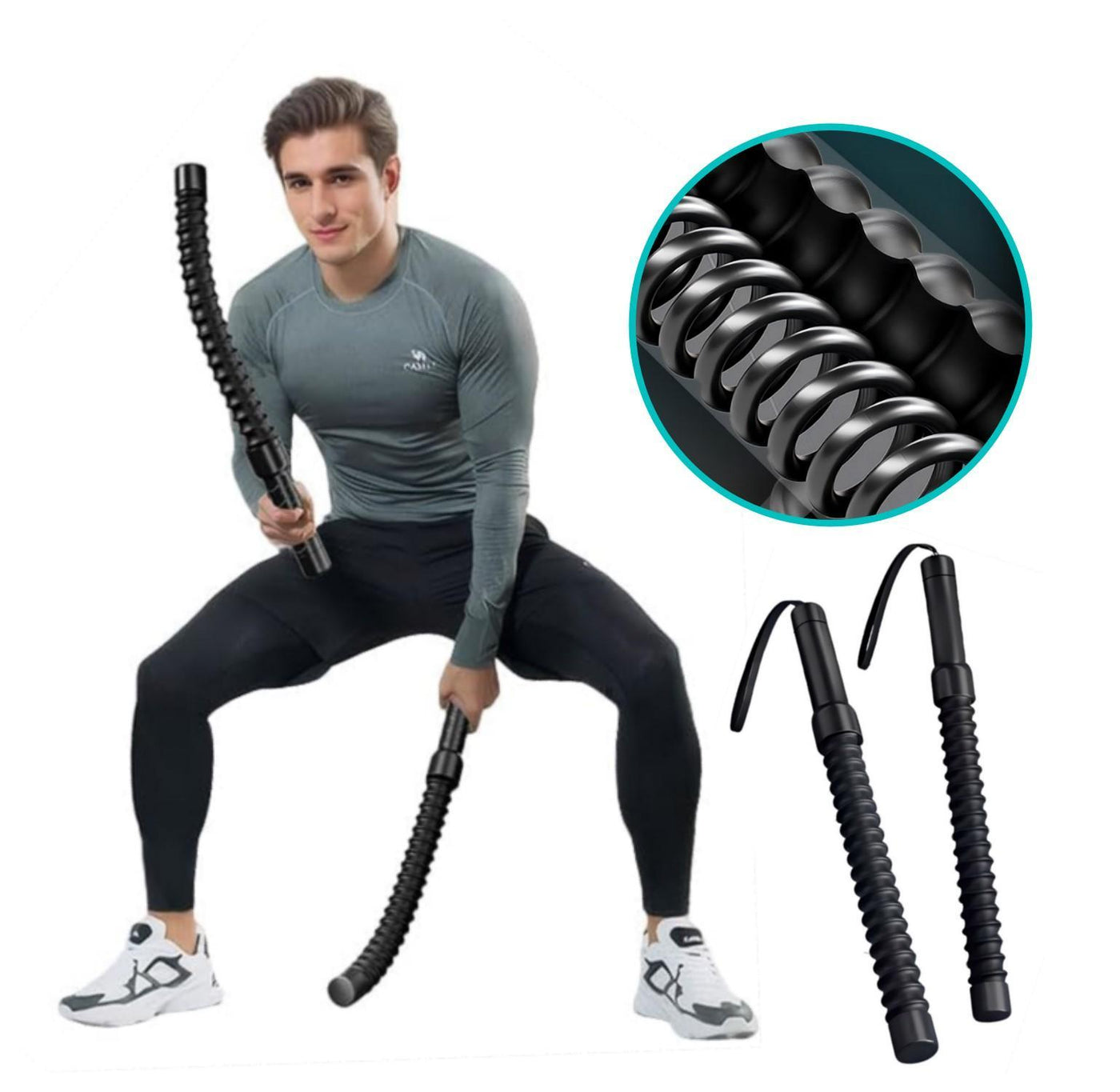HIIT cardio trainer cordless battle rope set