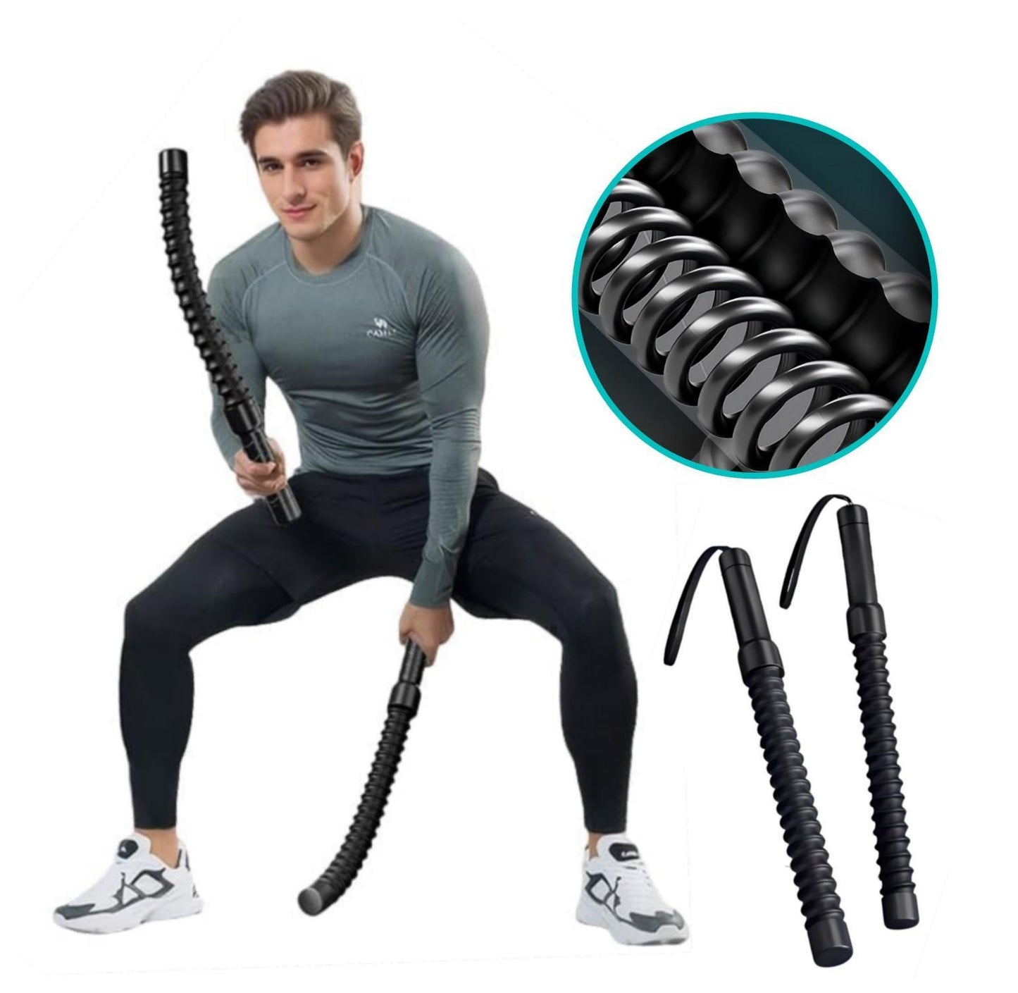 HIIT cardio trainer cordless battle rope set