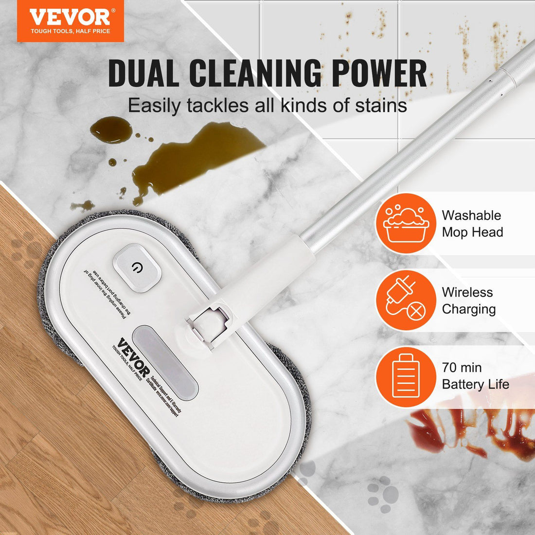 Arbasa Cordless Electric Spin Mop Cleaner detail close-up