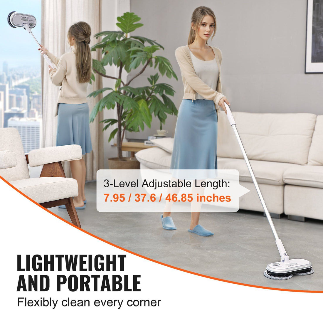 Arbasa Cordless Electric Spin Mop Cleaner size reference view