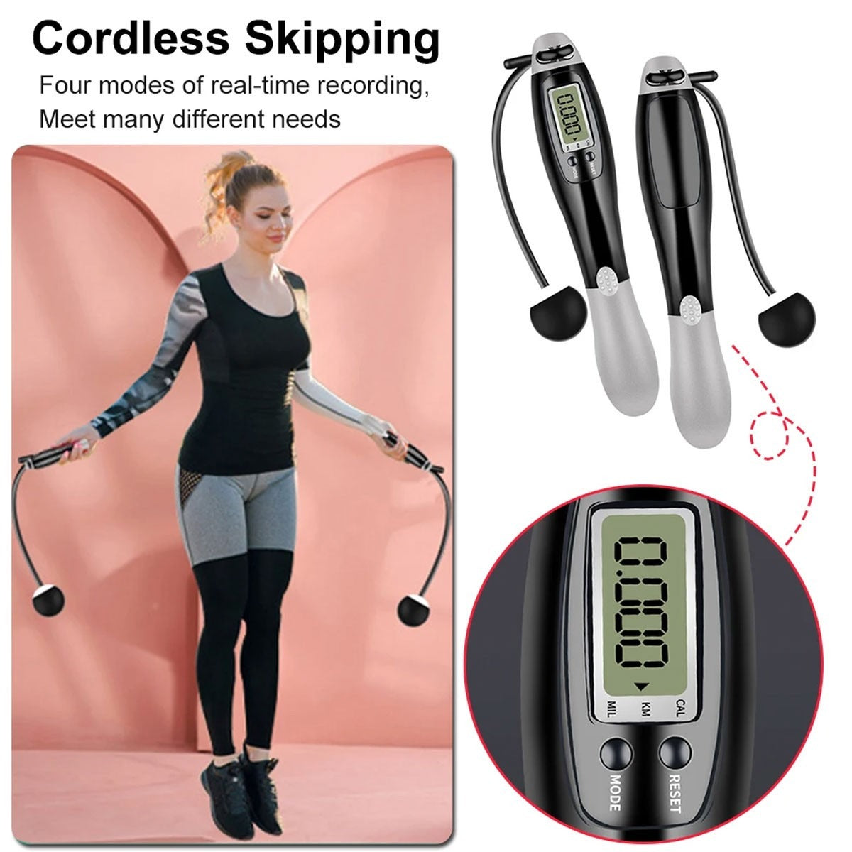 Cordless jump rope weighted ball ends close up