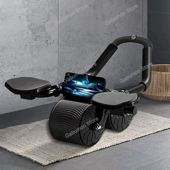 Ab roller wheel with non-slip grips, side angle