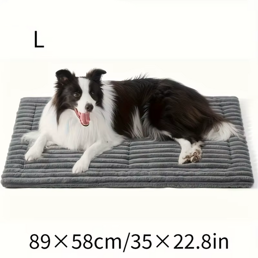 Plush dog bed mat shown in living room corner