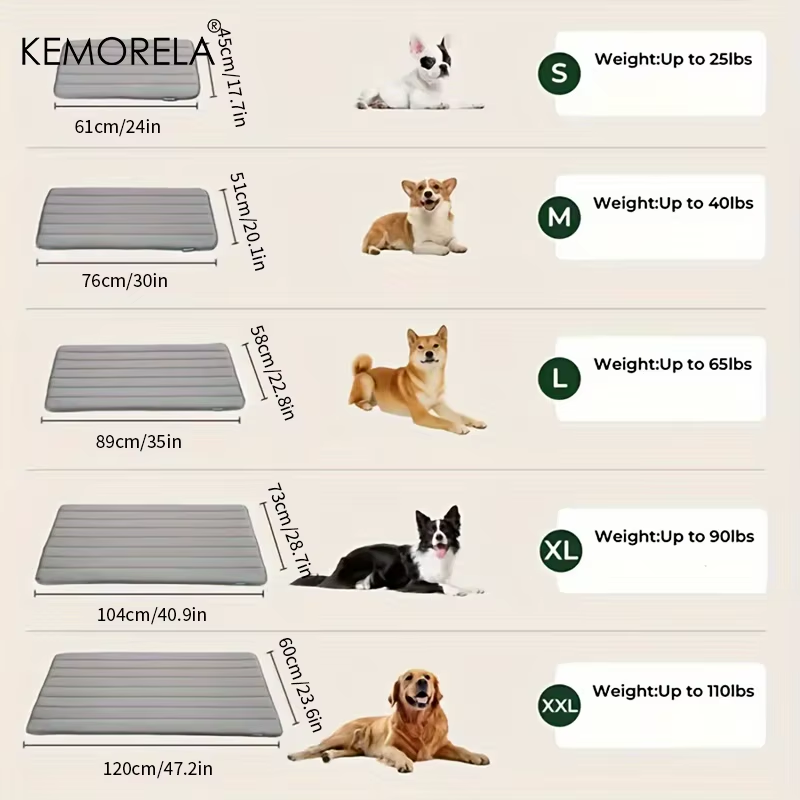 Dog bed mat size comparison S to XXL