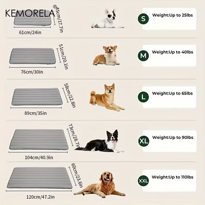Dog bed mat size comparison S to XXL