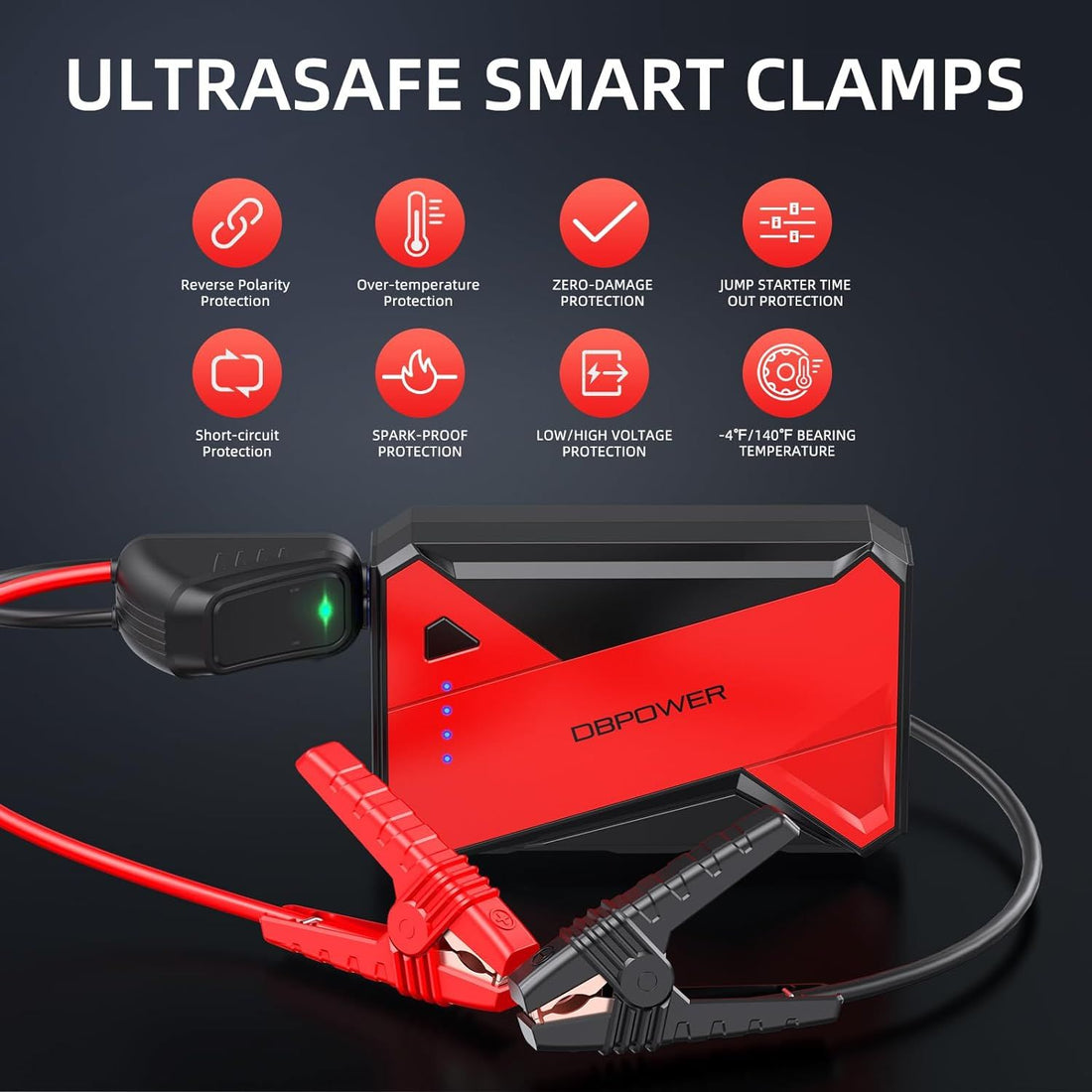DBPOWER 1000A Portable Jump Starter side angle view