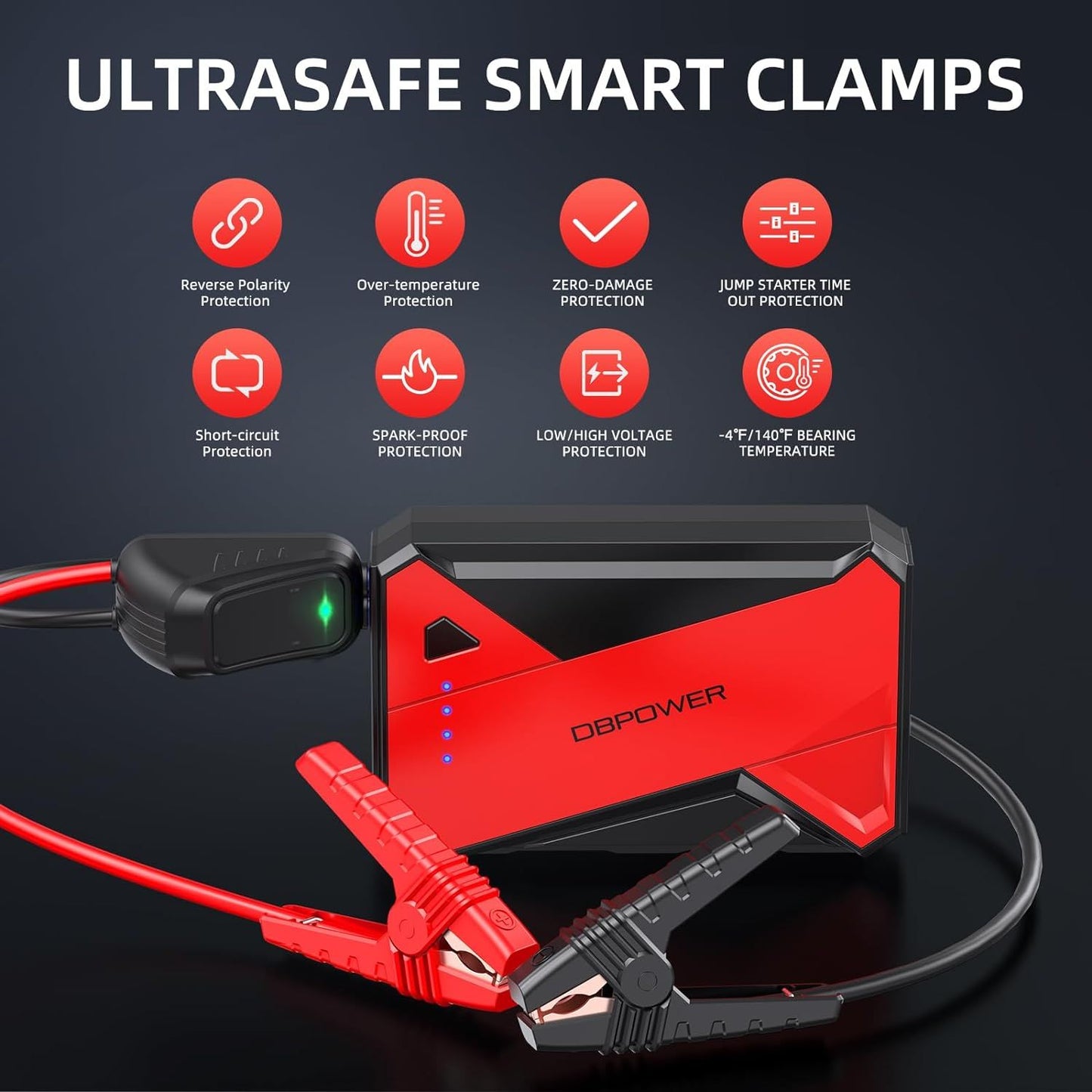 DBPOWER 1000A Portable Jump Starter side angle view