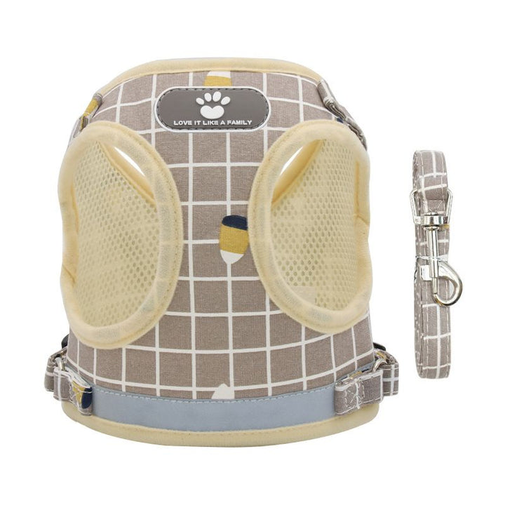 Dog reflective harness vest showing chest strap design