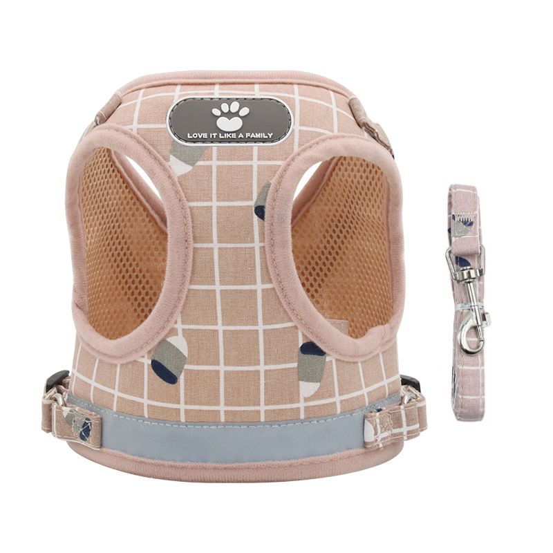 Reflective dog harness and leash set color options