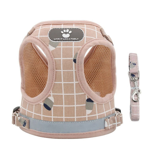 Reflective dog harness and leash set color options