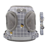 Reflective strips on dog harness vest close-up