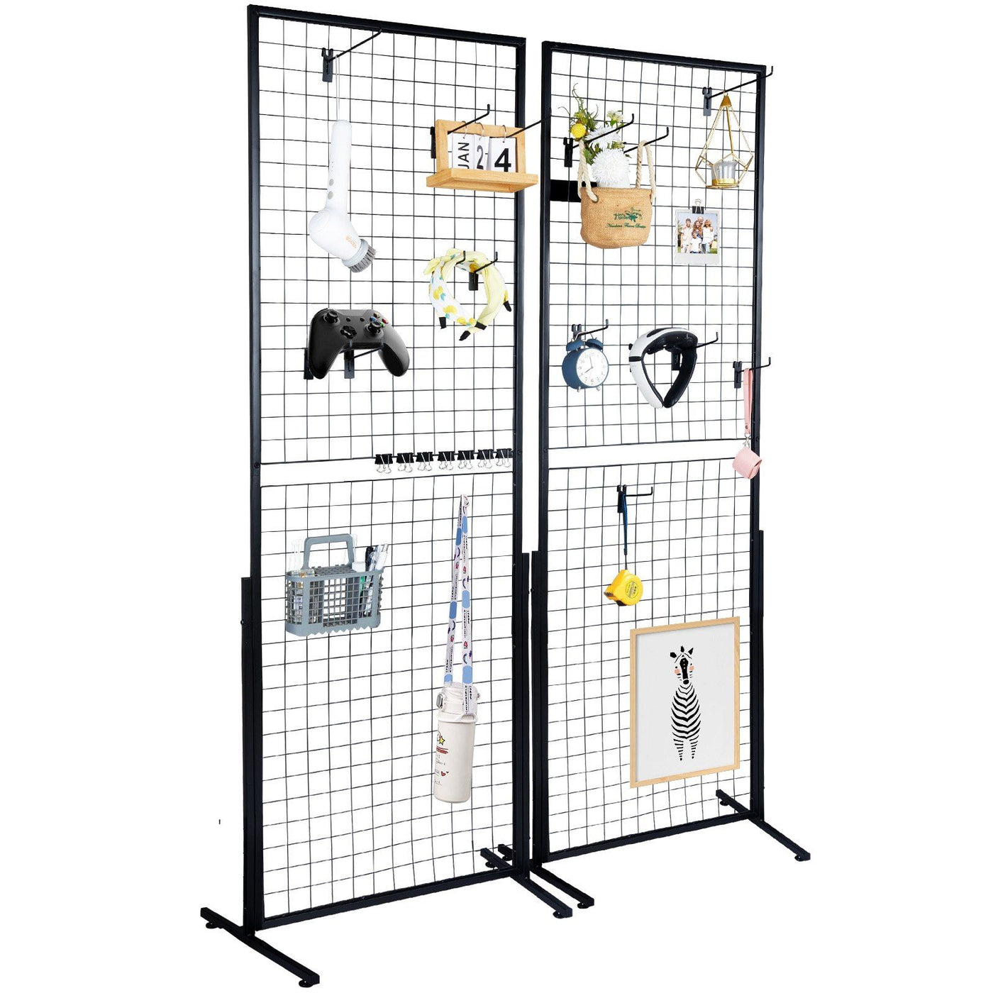 Double-sided grid wall display panel detail view