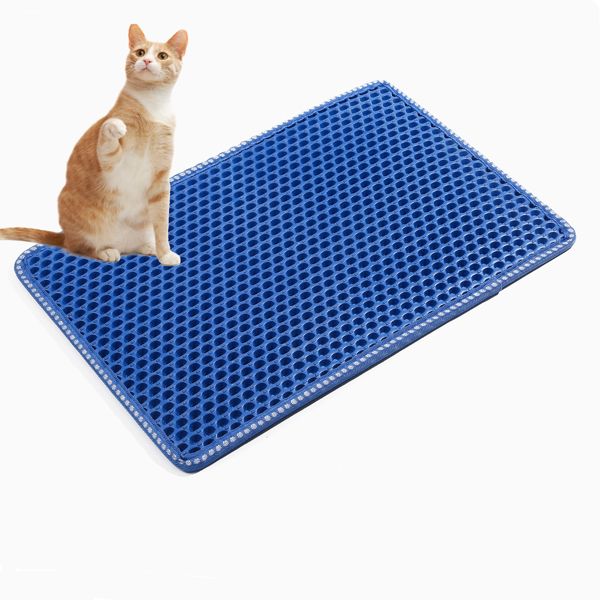 Double layer cat litter mat under a litter box