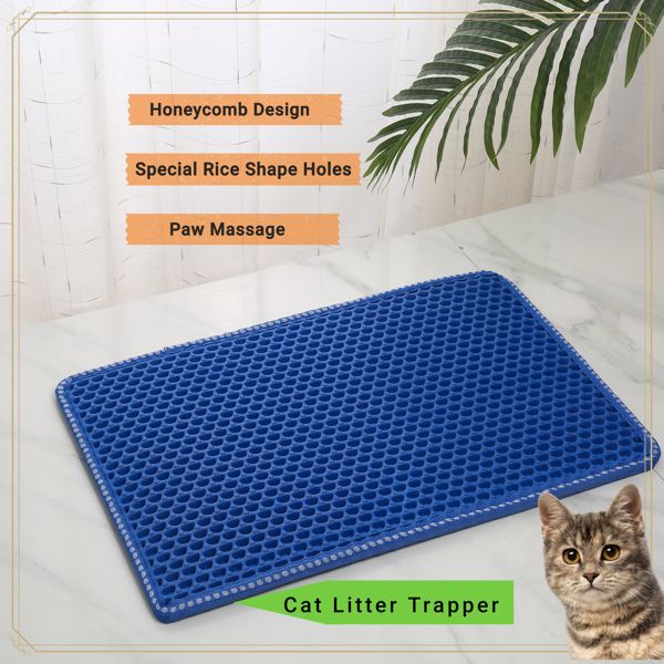 Cat walking across a litter trapping mat