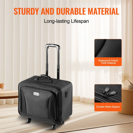 Rolling Makeup Train Case telescoping handle and wheels