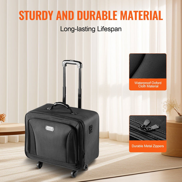 Rolling Makeup Train Case telescoping handle and wheels