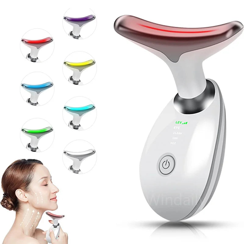 LED face massager front view showing light panel