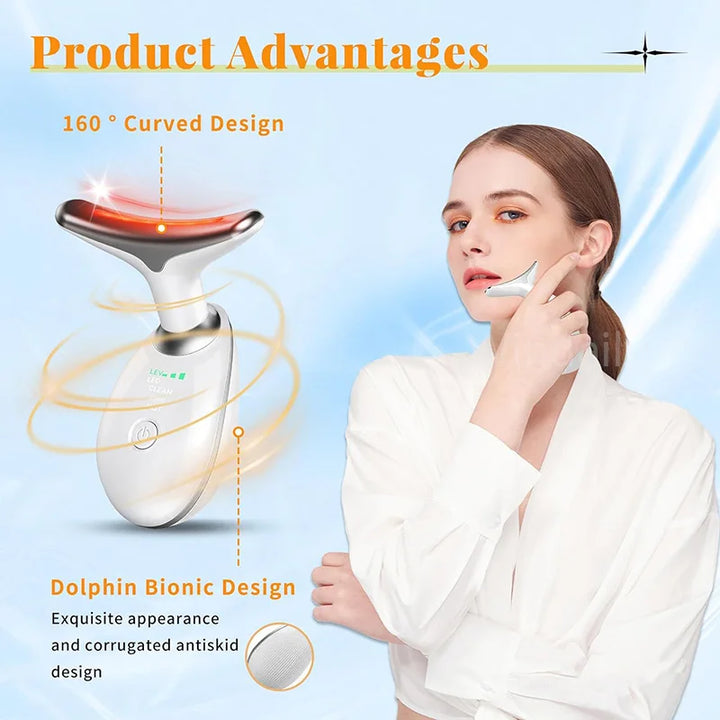 EMS face massager held against cheek during use