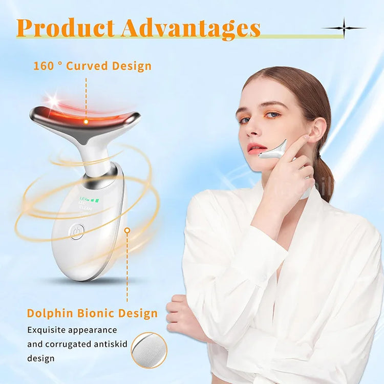 EMS face massager held against cheek during use